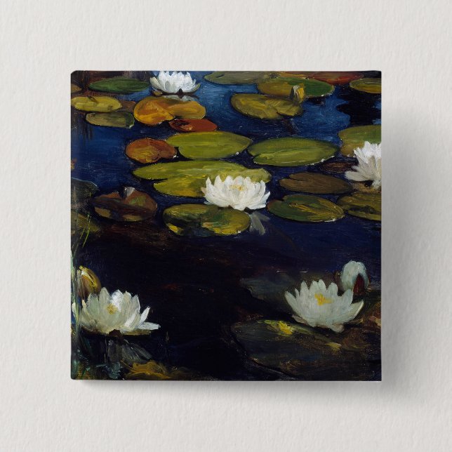 Badge Carré 5 Cm Albert Edelfelt - Water Lilies, Study (Devant)
