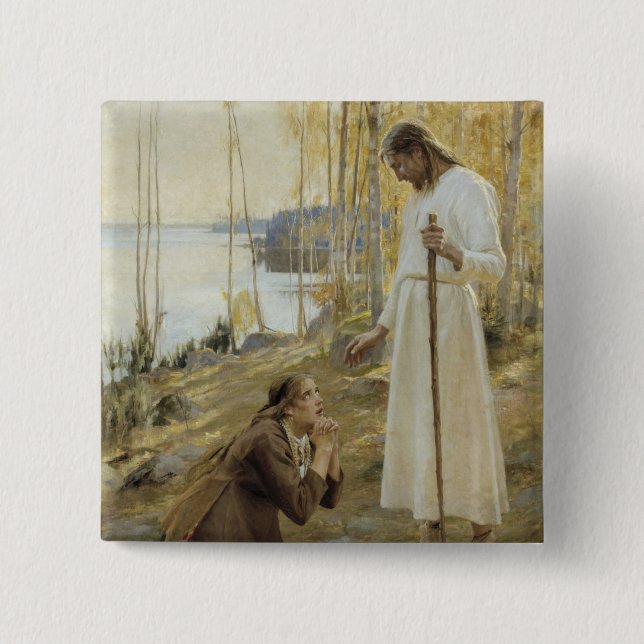 Badge Carré 5 Cm Albert Edelfeue - Christ et Mary Magdalene (Devant)