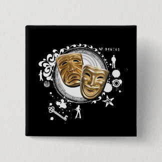 Badge Carré 5 Cm Alchimie des masques temporaires de drame