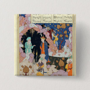 Badge Carré 5 Cm Alexandre rend visite à un ermite