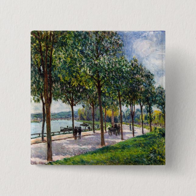 Badge Carré 5 Cm Alfred Sisley - Allée des châtaigniers (Devant)