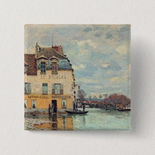 Badge Carré 5 Cm Alfred Sisley - Inondation à Port-Marly 1872