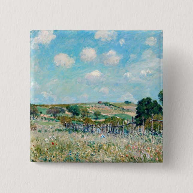 Badge Carré 5 Cm Alfred Sisley - Le pré (Devant)