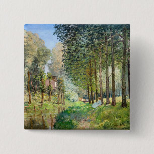 Badge Carré 5 Cm Alfred Sisley - Reposez le long du ruisseau