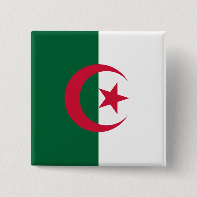 Badge Carré 5 Cm Algeria (Algerian) Flag (Devant)