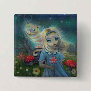 Badge Carré 5 Cm Alice au Pays des Merveilles Insigne à revers bout