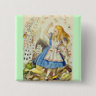 Badge Carré 5 Cm Alice et les cartes polychromes