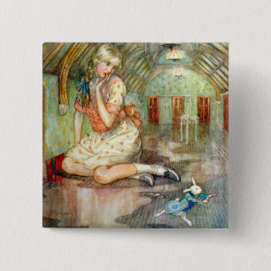 Badge Carré 5 Cm Alice se développe trop grande pour la Chambre au