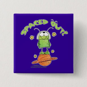 Badge Carré 5 Cm Alien Espacé