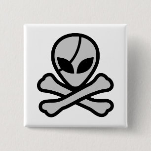 Badge Carré 5 Cm Alien Pirate
