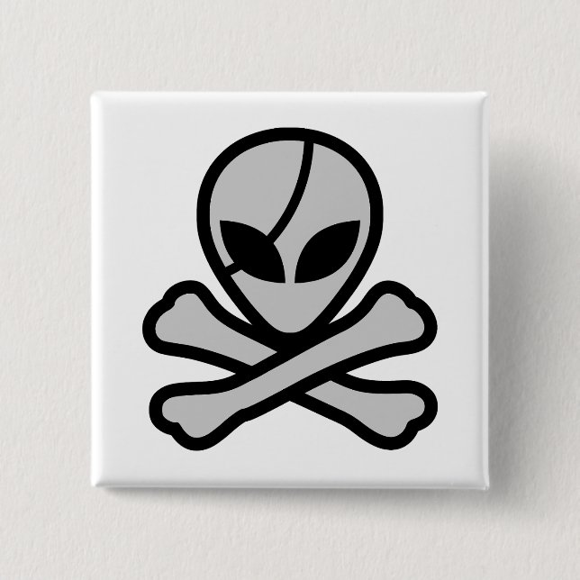 Badge Carré 5 Cm Alien Pirate (Devant)