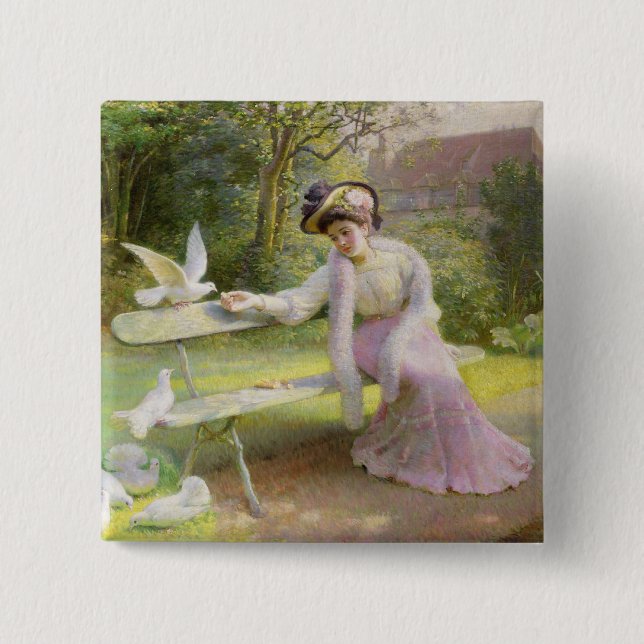 Badge Carré 5 Cm Alimentation des colombes (Devant)