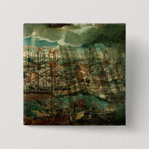 Badge Carré 5 Cm Allégorie de la bataille de Lepanto