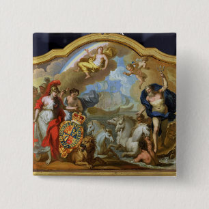 Badge Carré 5 Cm Allégorie de la puissance de la Grande-Bretagne