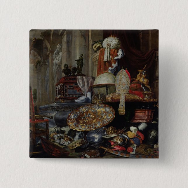 Badge Carré 5 Cm Allégorie des vanité du monde, 1663 (Devant)