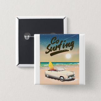 Badge Carré 5 Cm Aller à l'affiche de voyage de surf!