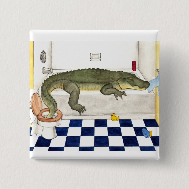 Badge Carré 5 Cm Alligator de baignoire (Devant)