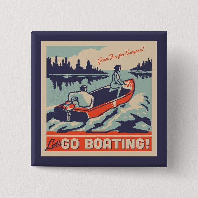 Badge Carré 5 Cm Allons en bateau (Devant)