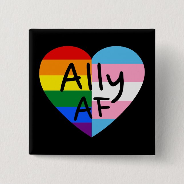 Badge Carré 5 Cm Ally AF III - Drapeau LGBTQ Gay Trans Queer Pride (Devant)
