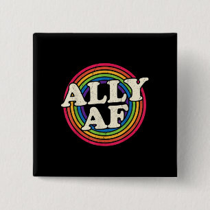Badge Carré 5 Cm Ally AF - Mois Gay pride - Drapeau arc-en-ciel LGB