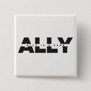 Badge Carré 5 Cm Ally est un bouton Verbe