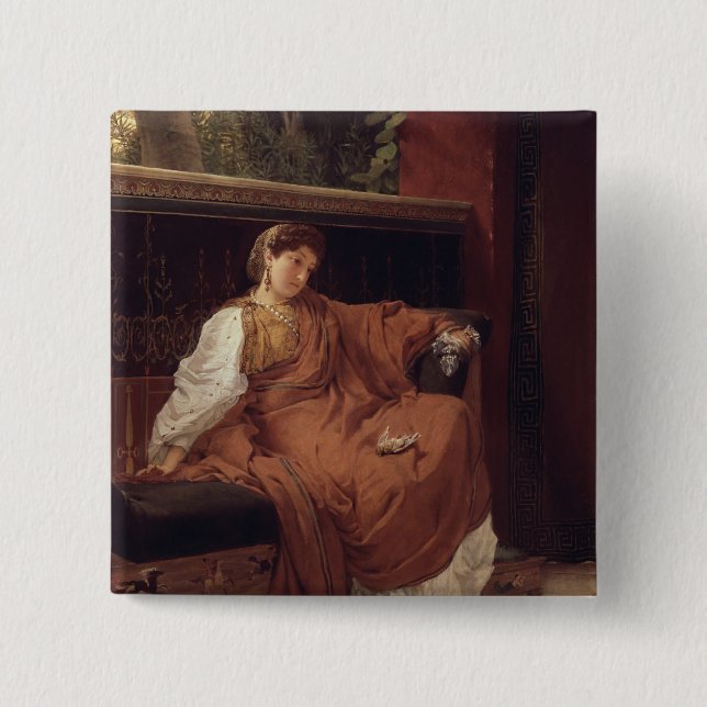 Badge Carré 5 Cm Alma-Tadema | Lesbia pleurant au-dessus d'un (Devant)