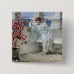 Badge Carré 5 Cm Alma-Tadema   ses yeux sont avec ses pensées ?