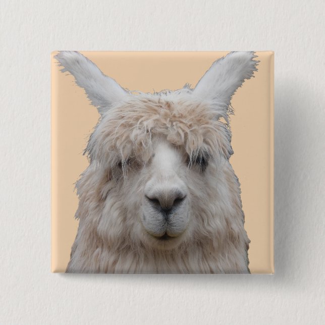 Badge Carré 5 Cm Alpaca du Pérou Bouton personnalisable (Devant)