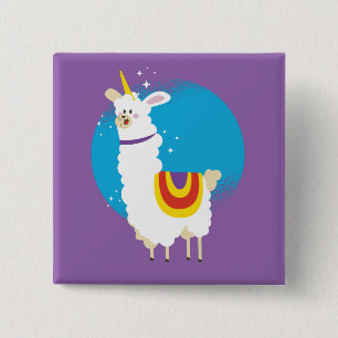 Badge Carré 5 Cm Alpaca Unicorn
