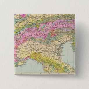 Badge Carré 5 Cm Alpenlander - Carte Atlas des Alpes
