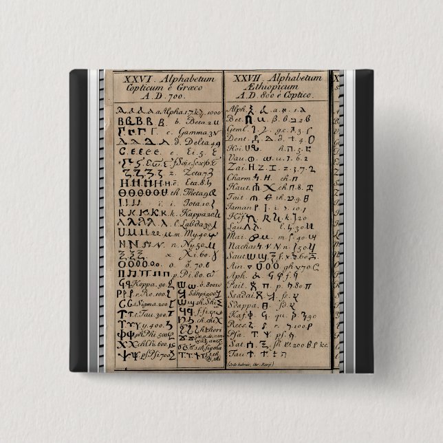 Badge Carré 5 Cm Alphabet éthiopien-copte (Devant)