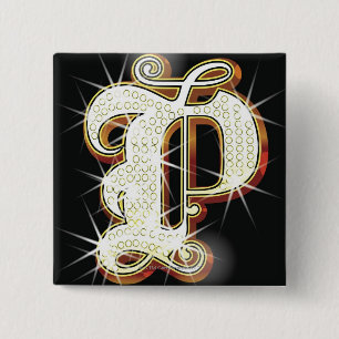 Badge Carré 5 Cm Alphabet P de Bling