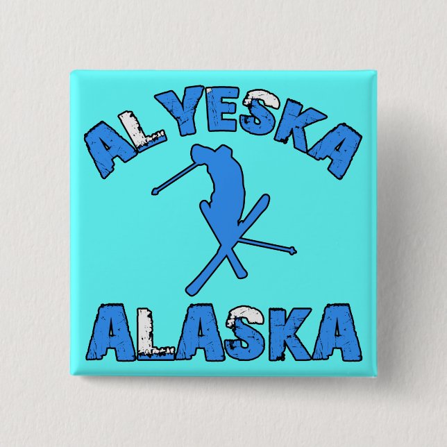 Badge Carré 5 Cm Alyeska, Alaska (Devant)
