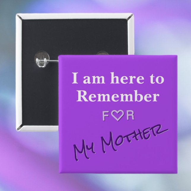 Badge Carré 5 Cm ALZ Purple Alzheimers Sensibilisation aux maladies (Créateur téléchargé)