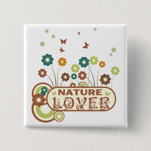 Badge Carré 5 Cm Amant de nature floral (Devant)