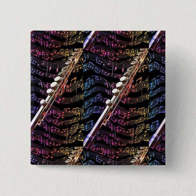 Badge Carré 5 Cm Amateur de flûte#1_ (Devant)