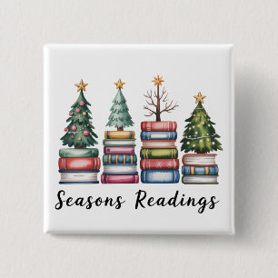 Badge Carré 5 Cm Amateur de livres de Noël Enseignant Saison de lec