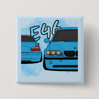 Badge Carré 5 Cm Amateur de voiture de sport européenne bleue dessi