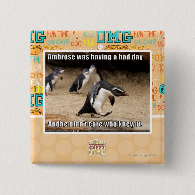 Badge Carré 5 Cm Ambrose avait un mauvais jour (Devant)