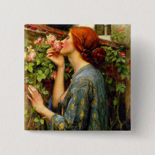 Badge Carré 5 Cm Âme de la rose John William Waterhouse