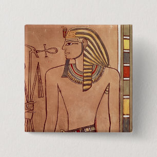 Badge Carré 5 Cm Amenhotep II avec un ankh augmenté à ses lèvres