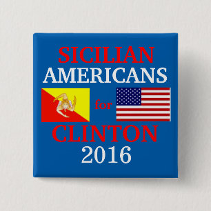 Badge Carré 5 Cm Américains siciliens pour Hillary Clinton