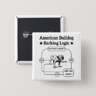 Badge Carré 5 Cm American Bulldog Logique d'aboiement Chiens Amateu