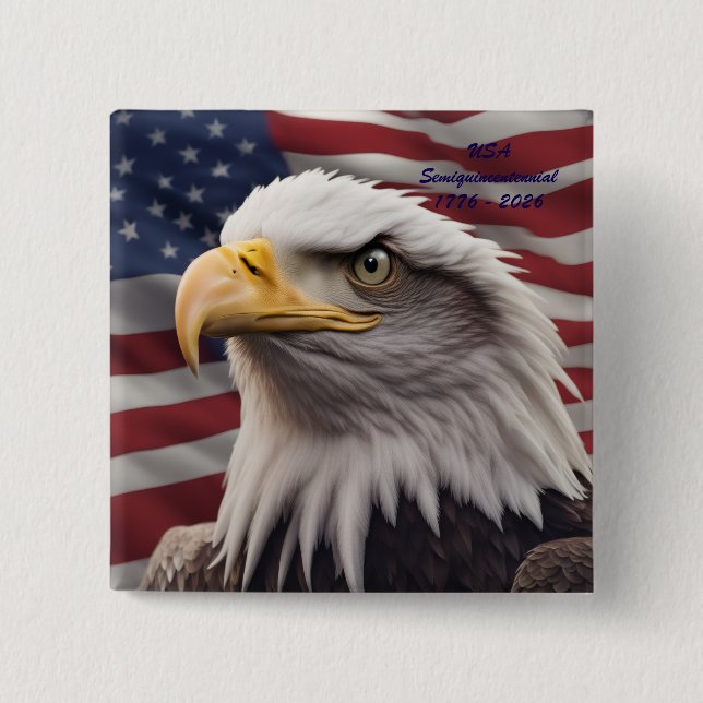 Badge Carré 5 Cm American Eagle Button (Devant)