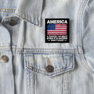 Badge Carré 5 Cm Amérique Un Pays Si Grand Drapeau Américain Père R