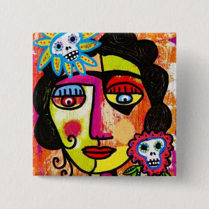 Badge Carré 5 Cm Amethyst Sugar Sull Frida par SilberZweigArts