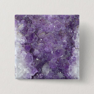Badge Carré 5 Cm Améthyste Geode - pierre gemme en cristal violett