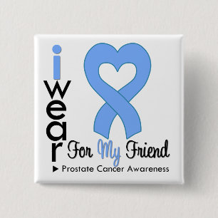 Badge Carré 5 Cm AMI bleu-clair de ruban de coeur de cancer de la