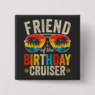 Badge Carré 5 Cm Ami du Carré de vacances de croisière d'anniversai