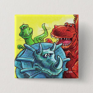Badge Carré 5 Cm Amis de dinosaure